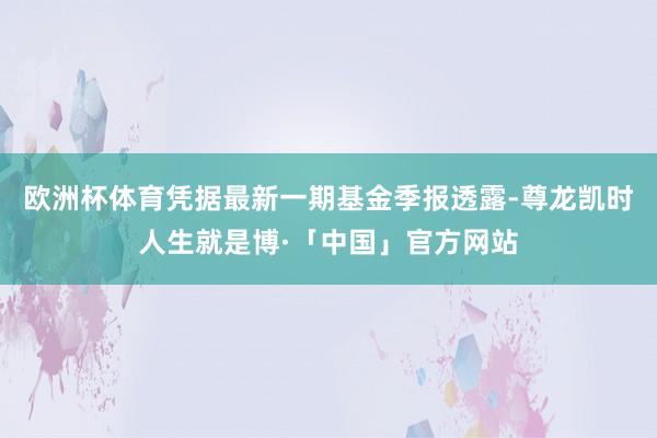 欧洲杯体育凭据最新一期基金季报透露-尊龙凯时人生就是博·「中国」官方网站