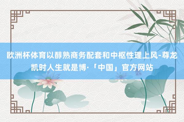 欧洲杯体育以醇熟商务配套和中枢性理上风-尊龙凯时人生就是博·「中国」官方网站