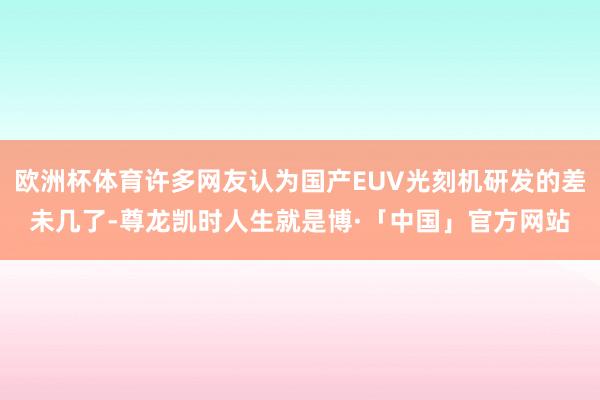 欧洲杯体育许多网友认为国产EUV光刻机研发的差未几了-尊龙凯时人生就是博·「中国」官方网站