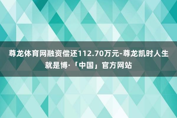 尊龙体育网融资偿还112.70万元-尊龙凯时人生就是博·「中国」官方网站