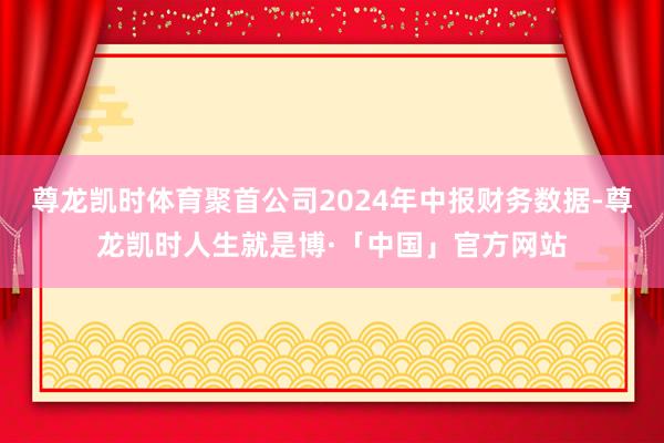 尊龙凯时体育聚首公司2024年中报财务数据-尊龙凯时人生就是博·「中国」官方网站